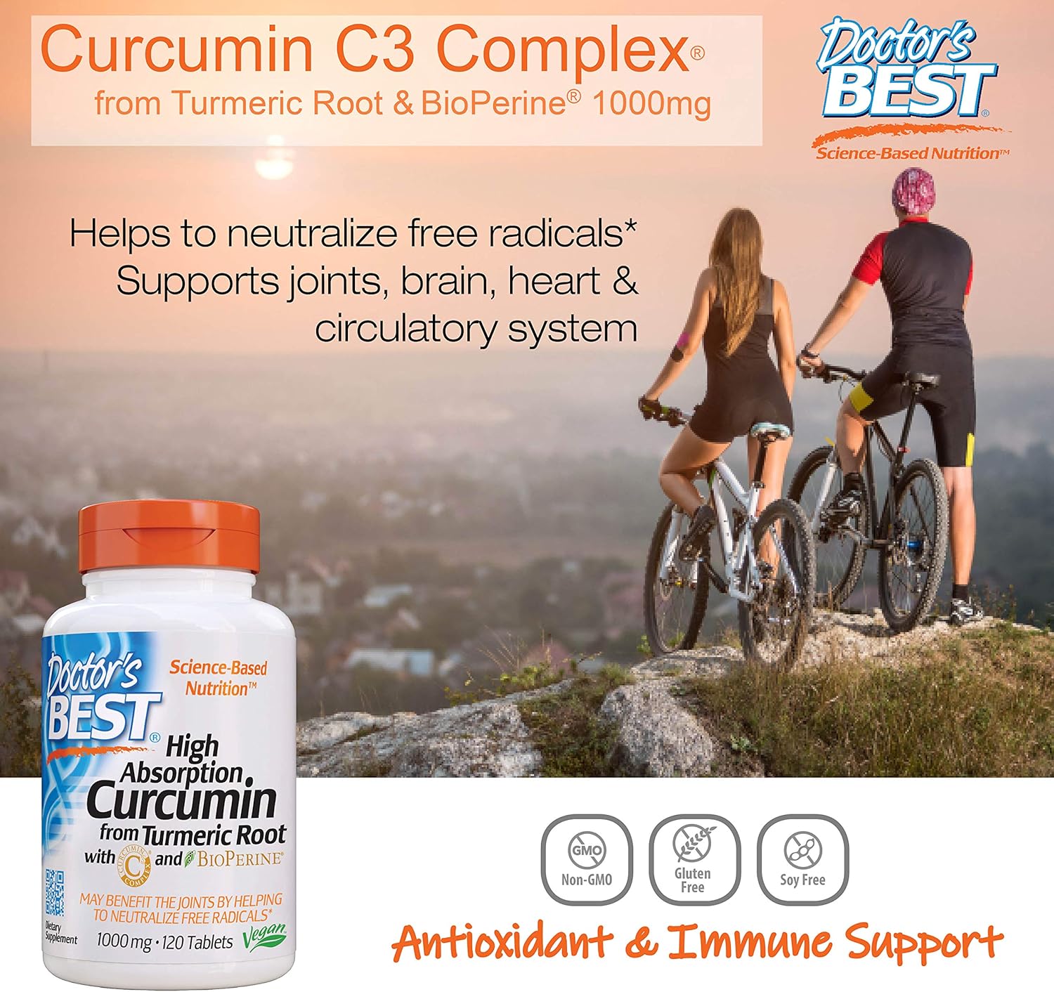 Doctor's Best Curcumin From Turmeric Root with C3 Complex & BioPerine, Non-GMO, Gluten Free, Soy Free, Joint Support, 1000 mg, 120 Tablets: Health & Personal Care
