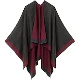 Women's Shawl Wrap Poncho Ruana Cape Cardigan Sweater Open Front for Travel Flight Cruises