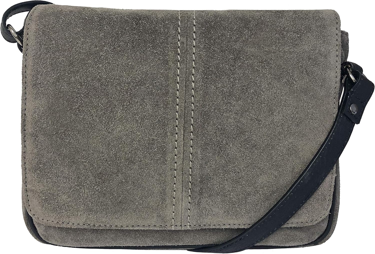 grey suede shoulder bag