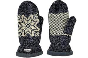 BRUCERIVER Women Snowflake Knit Mittens with Warm Thinsulate Fleece Lining
