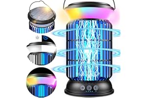 ECSTROM Solar Bug Zapper Outdoor Mosquito Zapper, Electric Bug Zapper, Rechargeable Bug Zapper with 4000mAh Large-Capacity Battery, Cordless Insect Zapper for Outdoor, Patio, Camping, Kitchen