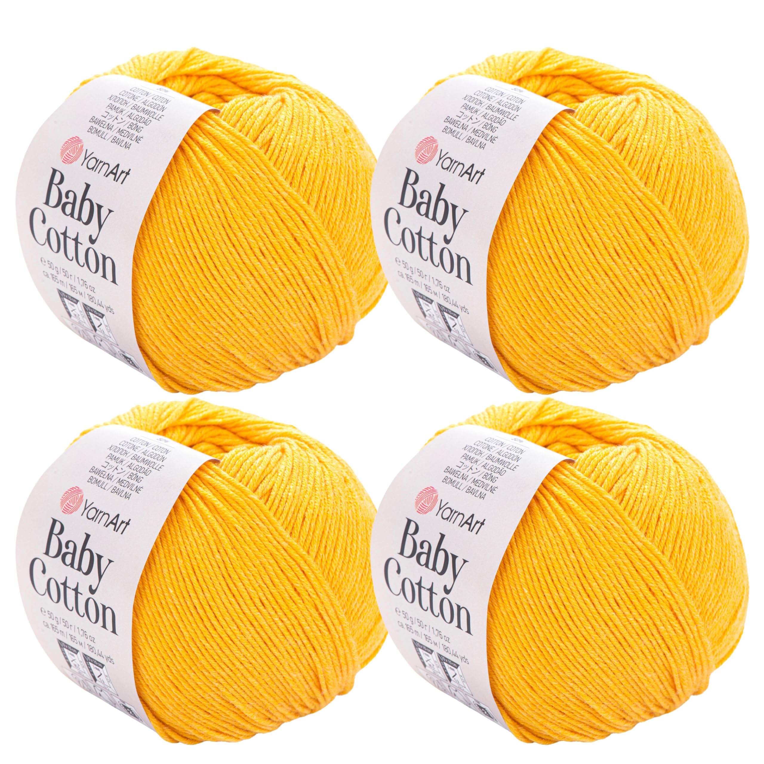 Photo 1 of YarnArt Baby Cotton Yarn 4-Pack – Soft Knitting Yarn for Baby & Summer, 50% Cotton 50% Acrylic, 1.76 Oz Each, 180.44 Yds/Skein – Ideal for Amigurumi & Crochet Projects (432)