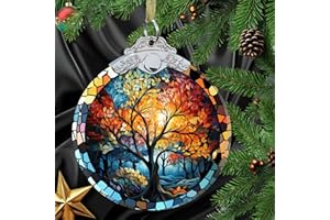 Aestas Tree of Life Crystal Glass 3" Hanging Ornament - Christmas Decor Gift & Holiday Keepsake Present Idea