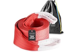 DAWNERZ Tow Strap Heavy Duty 85000 lbs 30ft - Recovery Towing Rope 42 US Tons 9m for Trucks and Buses