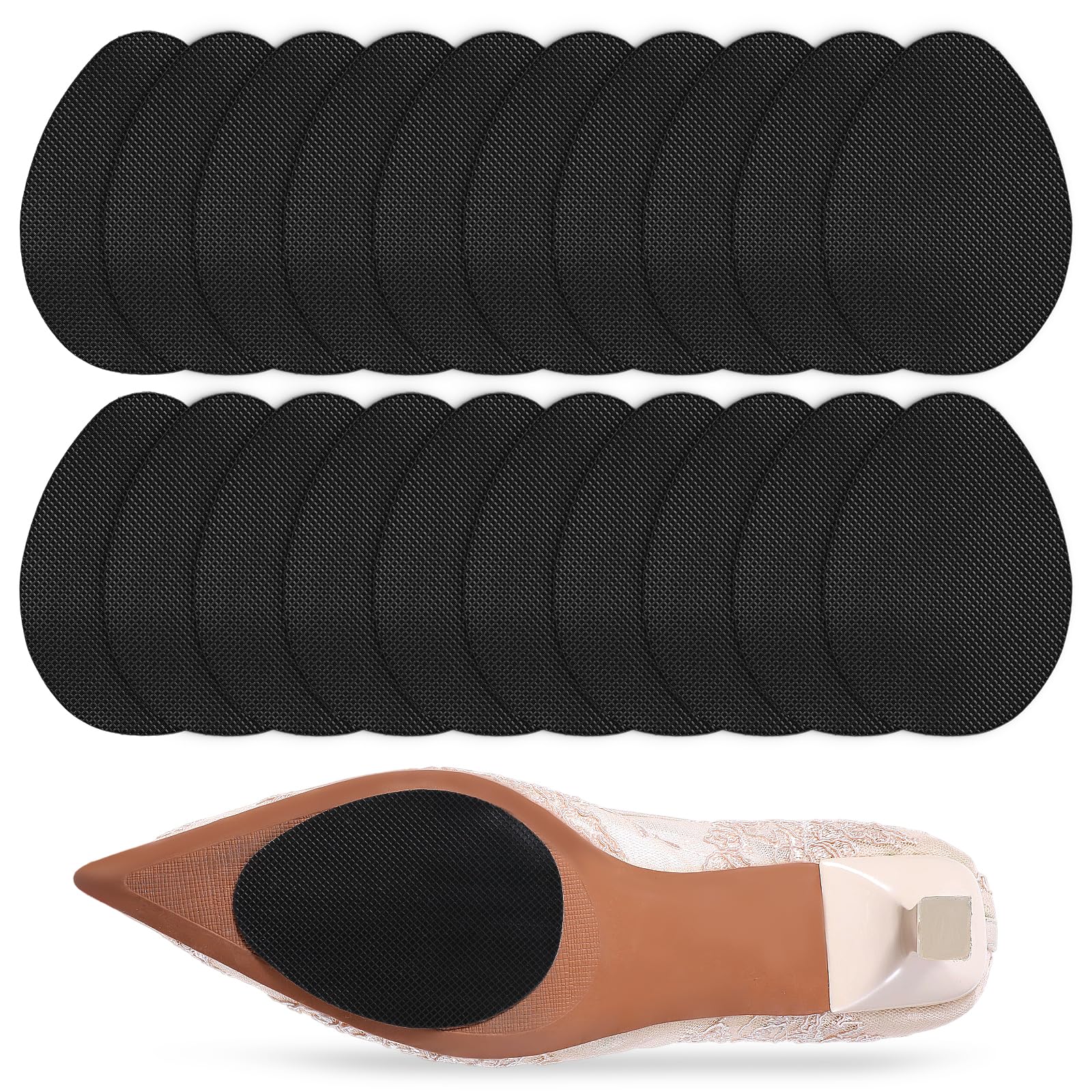 Photo 1 of 20 PCS Non-Slip Shoe Pads for Bottom of Shoes, Black Shoe Grips on Bottom of Shoes, High Heel Inserts for Women, Anti-Slip Rubber Grips Pad Inserts for Women