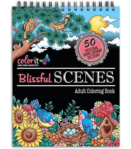 Perfect Bloom Coloring Book For Adults – 30 Oversized Floral Pages Spiral Bound For Stress Relief