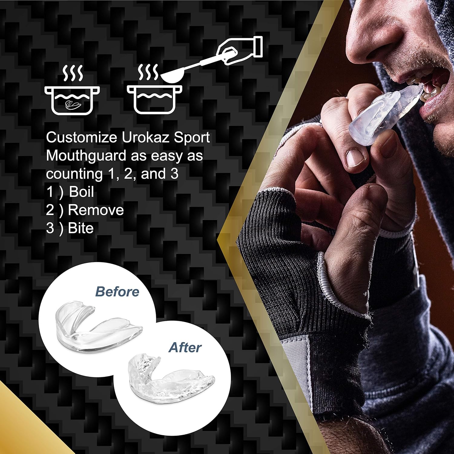 UROKAZ Football Mouth Guard Sports 3 Pieces Mouthguard and Mouthpiece for Boxing, MMA, Basketball, Lacrosse, Muay Thai, Hockey Mouthguards One Size Fit All for Contact and Non Contact Sport : Sports & Outdoors