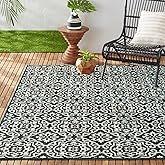 Nicole Miller New York Patio Country Danica Transitional Geometric Indoor/Outdoor Area Rug, Navy Blue/Ivory , 7'9"x10'2"
