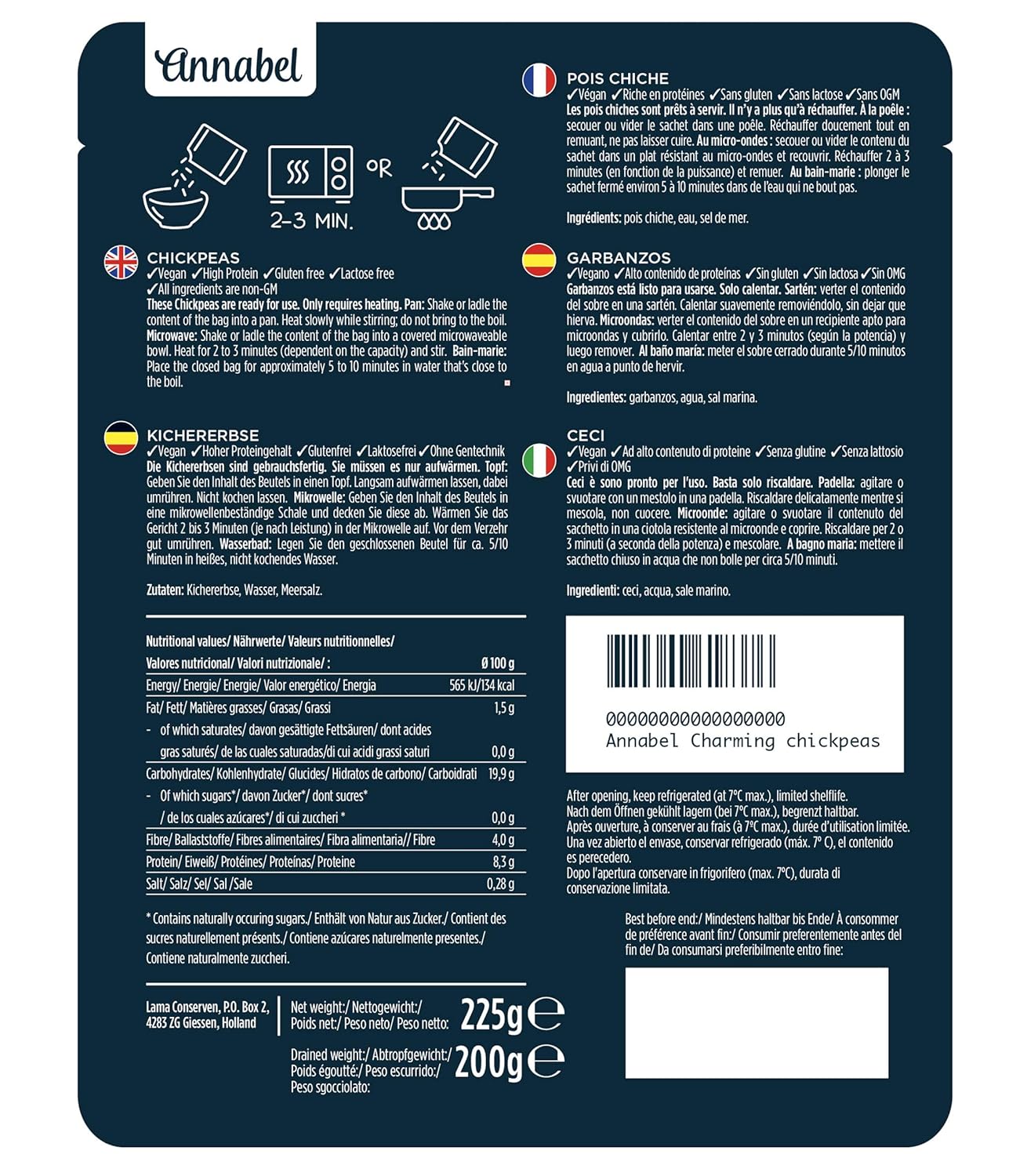 Annabel - Garbanzos naturales - comidas preparadas veganas - 7 ...
