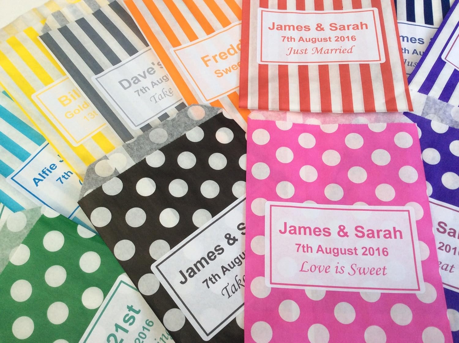 Ava Graceful Designs Personalised Candy Stripe Polka Dot Sweet Bags Amazon Co Uk Kitchen Home