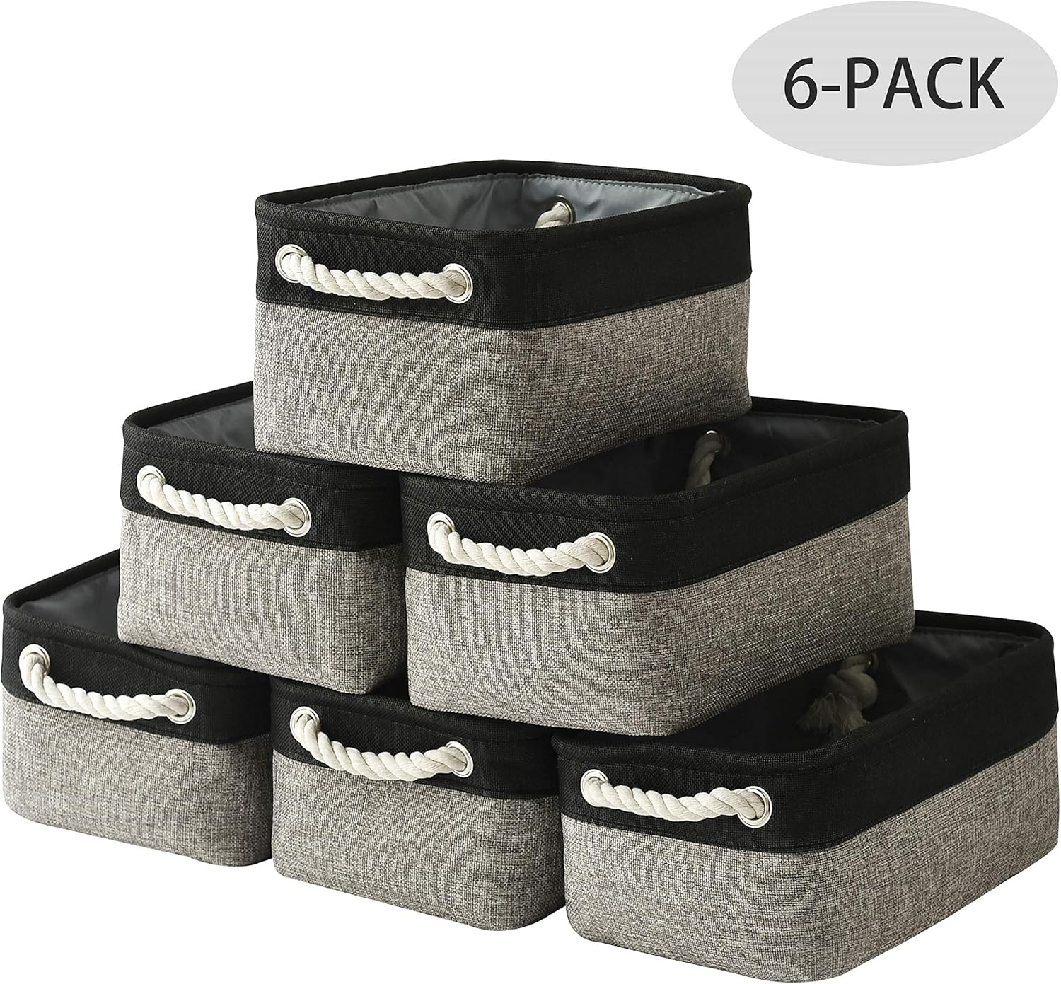 Storage Baskets Small Baskets [6 Pack] Fabric Storage Bins Basket for Organizing Toys, Clothes, Storage Baskets for Shelves, Fabric Baskets for Storage Magazines with Handles (11.8L&times;7.9W&times;5.2H inch)
