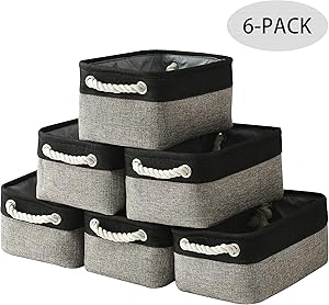 Storage Baskets Small Baskets [6 Pack] Fabric Storage Bins Basket for Organizing Toys, Clothes, Storage Baskets for Shelves, Fabric Baskets for Storage Magazines with Handles (11.8L&times;7.9W&times;5.2H inch)