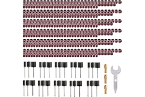 Woohome 574 PCS Sanding Drum and Sleeve Set Spindle Sanding Including 540 PCS Sanding Band Sleeves, 30 PCS Drum Mandrels, Wrench for Dremel Rotary Tool