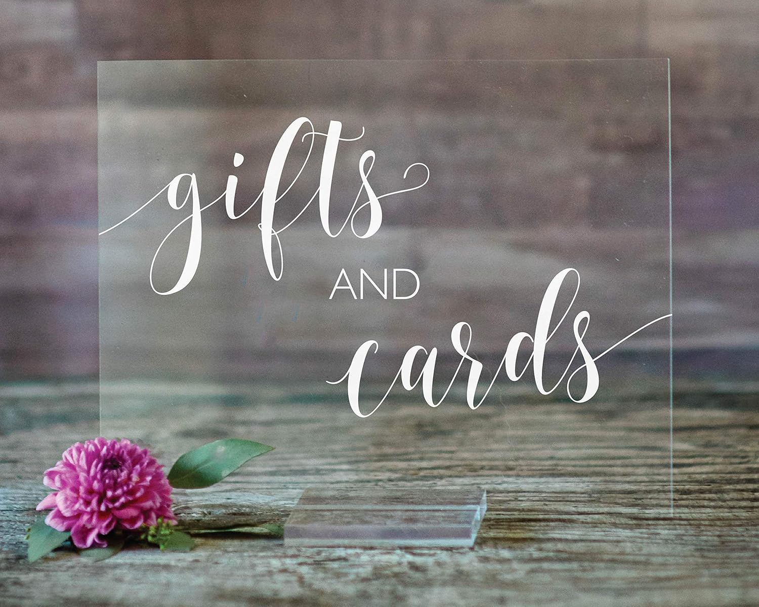 Mixed Media - Cards and Gifts Sign - Acrylic Wedding Signage With Acrylic Base - Acrylic Wedding Decor for Cards Table - Great for Weddings, Bridal Showers and Baby Showers (8X10, Clear Acrylic Stand)