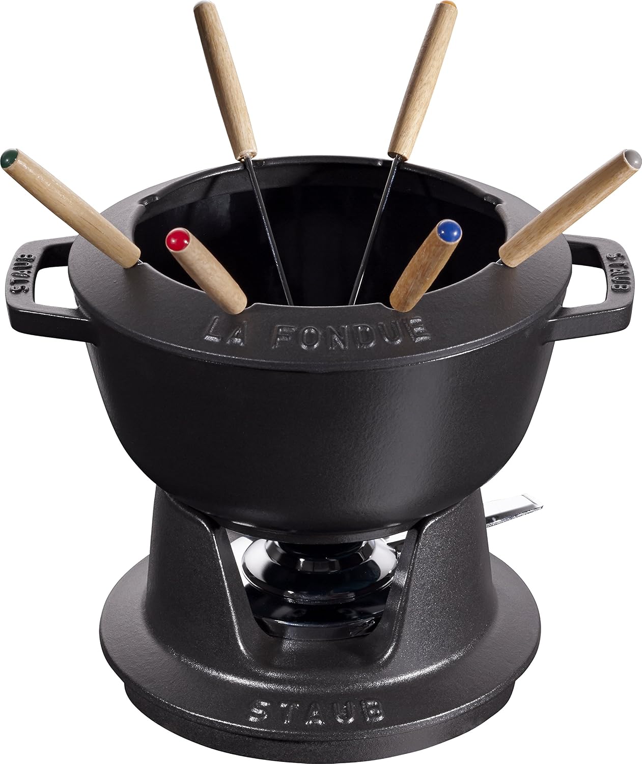 Staub Fondue Set including 6 Forks, Suitable for Cheese Chocolate and Meat Fondue, Cast Iron, Black, 2,3 L - Image 4