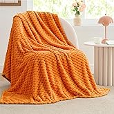BEDELITE Fall Throw Blanket for Couch & Bed - 3D Jacquard Decorative Orange Blankets, Soft and Cozy Warm Plush Fluffy Fleece Blanket, 50x60Inches