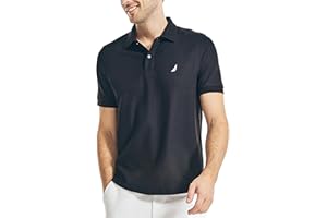 Nautica Men's Classic Short Sleeve Solid Performance Deck Polo Shirt