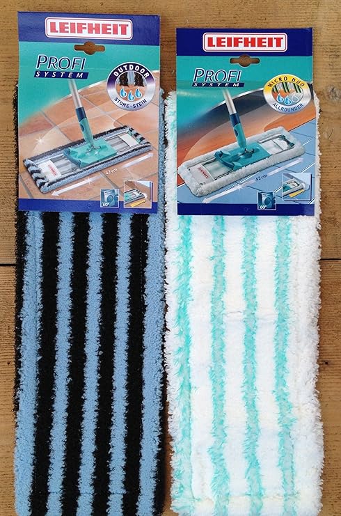 NEU Leifheit Wischbezug Set 1x Micro duo 55120 (für Stein u. Parkett) u. 1x Outdoor 55142 (für die Terasse) für den Bodenwisc