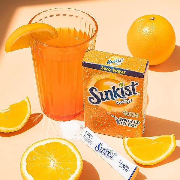 SUNKIST SODA VARIETY PACK, SINGLES TO GO ORANGE, STRAWBERRY, GRAPE AND PEACH (30 TOTAL STICKS)