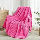 Exclusivo Mezcla Fleece Throw Blanket Extra Large, Super Soft and Warm Blankets for Couch, Sofa and Bed Waffle Textured, Cozy, Fuzzy and Lightweight (Hot Pink, 50x70 Inches)
