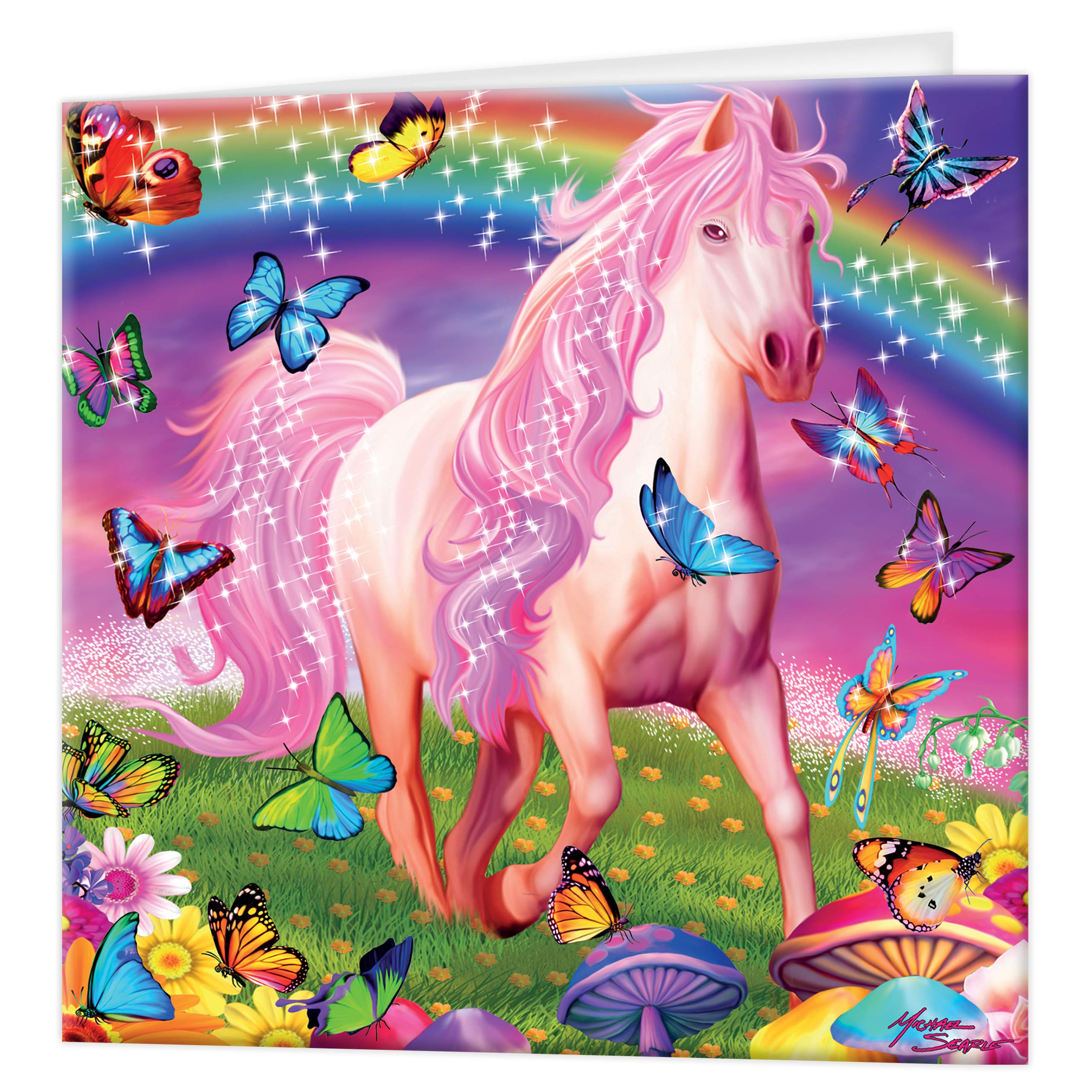 3D LiveLife Greeting Card - Pink Pony Dazzle from Deluxebase. Blank Card with Lenticular 3D Image and Envelope. Unique Notecard for All Occasions and Premium Stationery Sets.