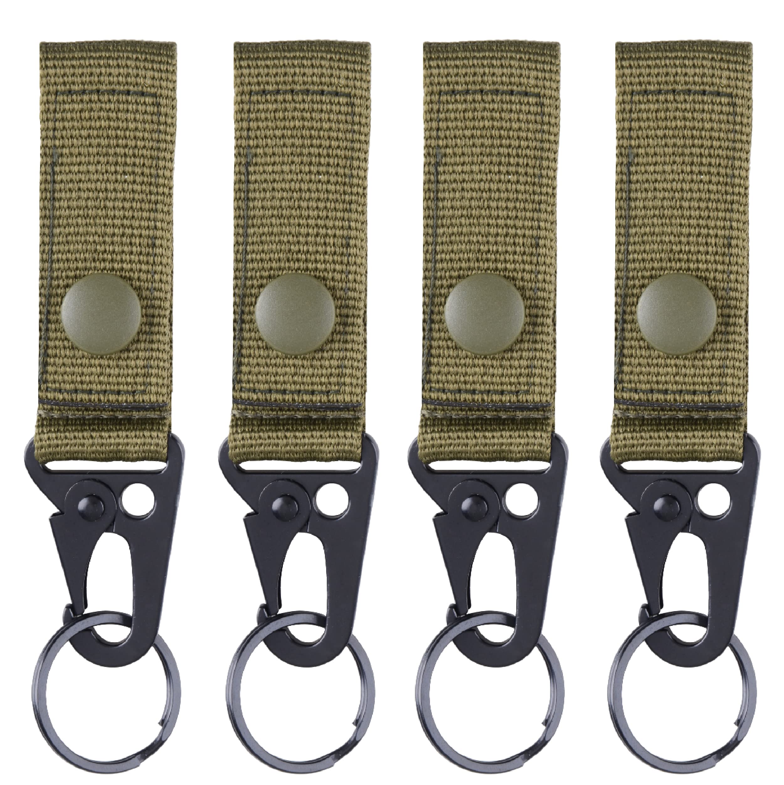 Azarxis Tactical Hanging Belt Webbing Buckle Molle Strap Nylon Snap Hook Clip, Keychain Keyholder Ring Tactical Backpack Molle Clip for Backpack Bag Belt Camping Hiking Outdoor (Black - Pack of 2)