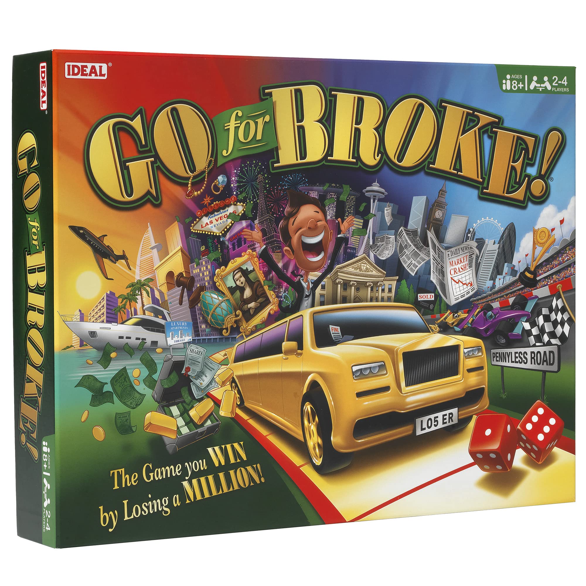 IDEAL, Go for Broke: The Game You Win By Losing a Million, Classic Games, for 2-4 Players, Ages 8+