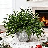 Palonu 8Pcs Christmas Norfolk Pine Branch, 18 Inches Lifelike Artificial Christmas Green Plants Branch Faux Greenery Stem for Vase DIY Crafts Xmas Garland Wreath Indoor Home Decor