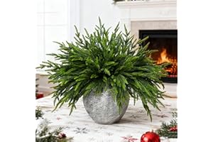 Palonu 8Pcs Christmas Norfolk Pine Branch, 18 Inches Lifelike Artificial Christmas Green Plants Branch Faux Greenery Stem for Vase DIY Crafts Xmas Garland Wreath Indoor Home Decor