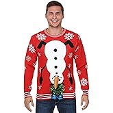 Snowman Balls Adult Ugly Christmas Sweater, Funny 3D Holiday Sweaters, Snowman Xmas Knit Crewneck Sweatshirt