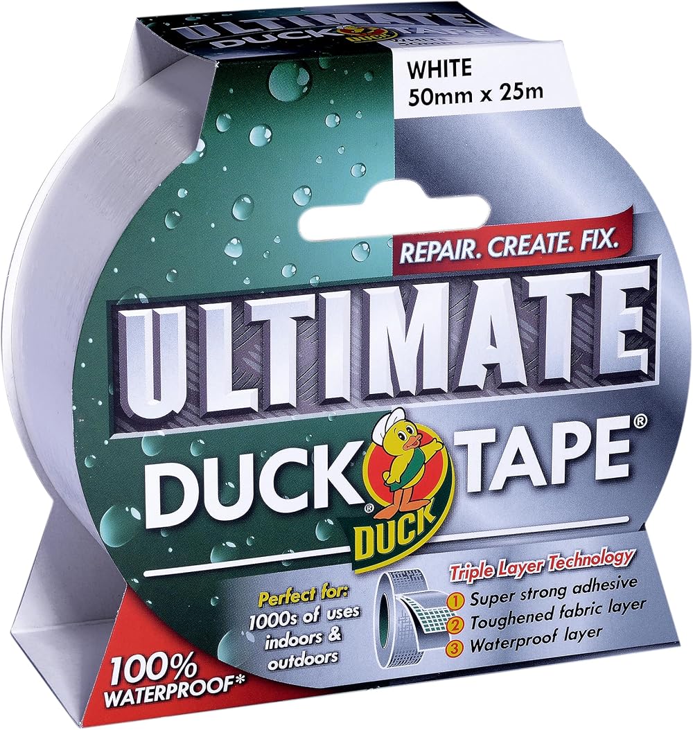 Duck Tape Ultimate Cloth Tape White 50mm x 25m Heavy Duty Waterproof