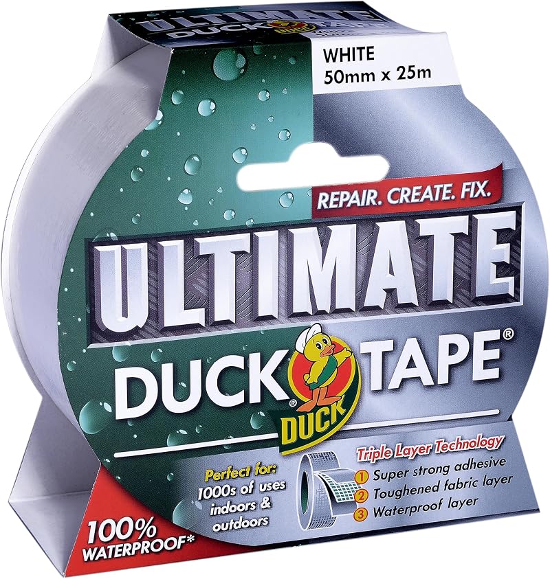 Duck Tape Ultimate Cloth Tape White 50mm x 25m Heavy Duty Waterproof