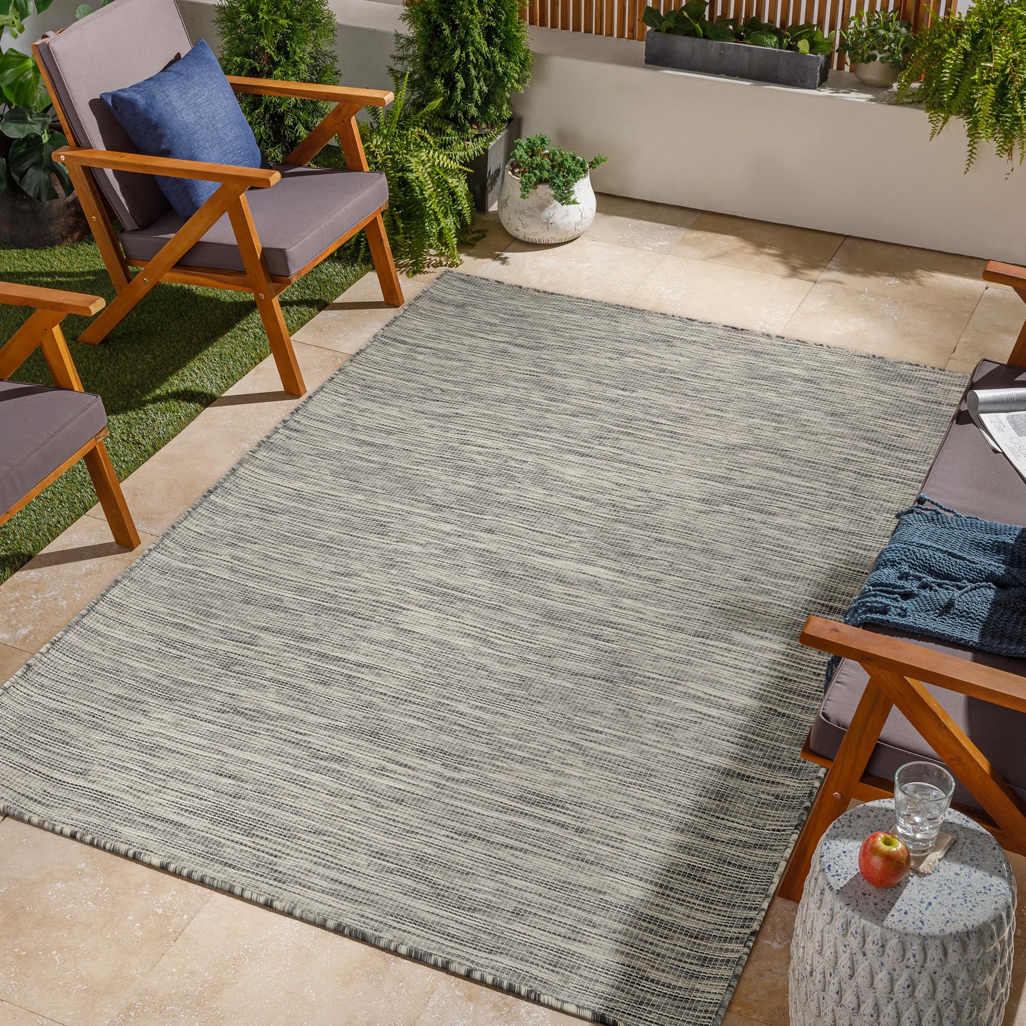 Jimri Indoor and Outdoor Rug - Weatherproof Rug for Balcony, Patio, Garden, Living Room, Kitchen - Durable Floor Rug, Resists UV Rays & Water - Size 80 x 150 cm, Silver