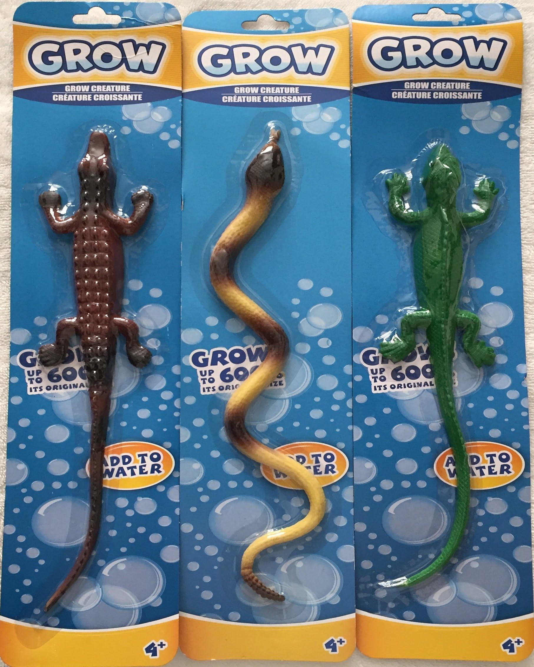 Grow Creature Bundle Lot of 3 Brown Alligator ~ Purple Yellow Snake ~ Green Iguana Lizard
