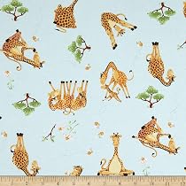 Amazon.com: Susybee Zoe The Giraffe Toss Aqua, Fabric by The Yard ...