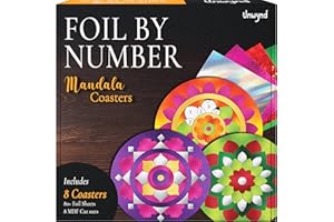 Unwynd Foil by Number Mandala Coaster Kit, 8 Pc DIY Foil Art Kit for Adults, Just Like Paint by Number Kits, Relaxing Arts & Crafts Coaster Set, Craft Gift for Teen & Women