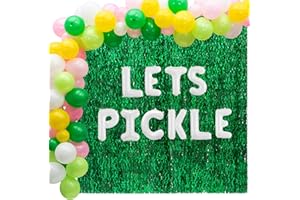 POP FIZZ DESIGNS Dinks and Drinks Pickleball Party Decorations | Pickle Balloon Garland Kit + Foil Backdrops + Pickleball Balloons | Fun Pickleball Birthday Decorations (Let's Pickle)