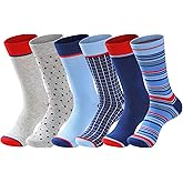 GLENMEARL 6 Pack Dress Socks for Men, Patterned Mens Socks With Gift Box Casual Business Socks