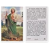 Paquete de 15 Estampas Laminadas con Oración a San Judas Tadeo, Santo Patrón de los Casos Difíciles y Desesperados, Tamaño Billetera 3.4 X 2.12 Pulgadas