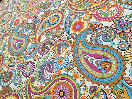 Pink Cream Paisley Upholstery Curtain Cotton Fabric Material