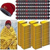 Shyyween 200 Pcs Emergency Blanket Beanie Hat Bulk Homeless Package Care Supplies Survival Kit for Cold Weather Outdoor Camping Hiking (Stylish)