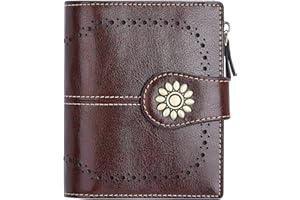 Lavemi Womens Leather Wallet Small Compact RFID Blocking Credit Card Case Purse with Zipper Pocket