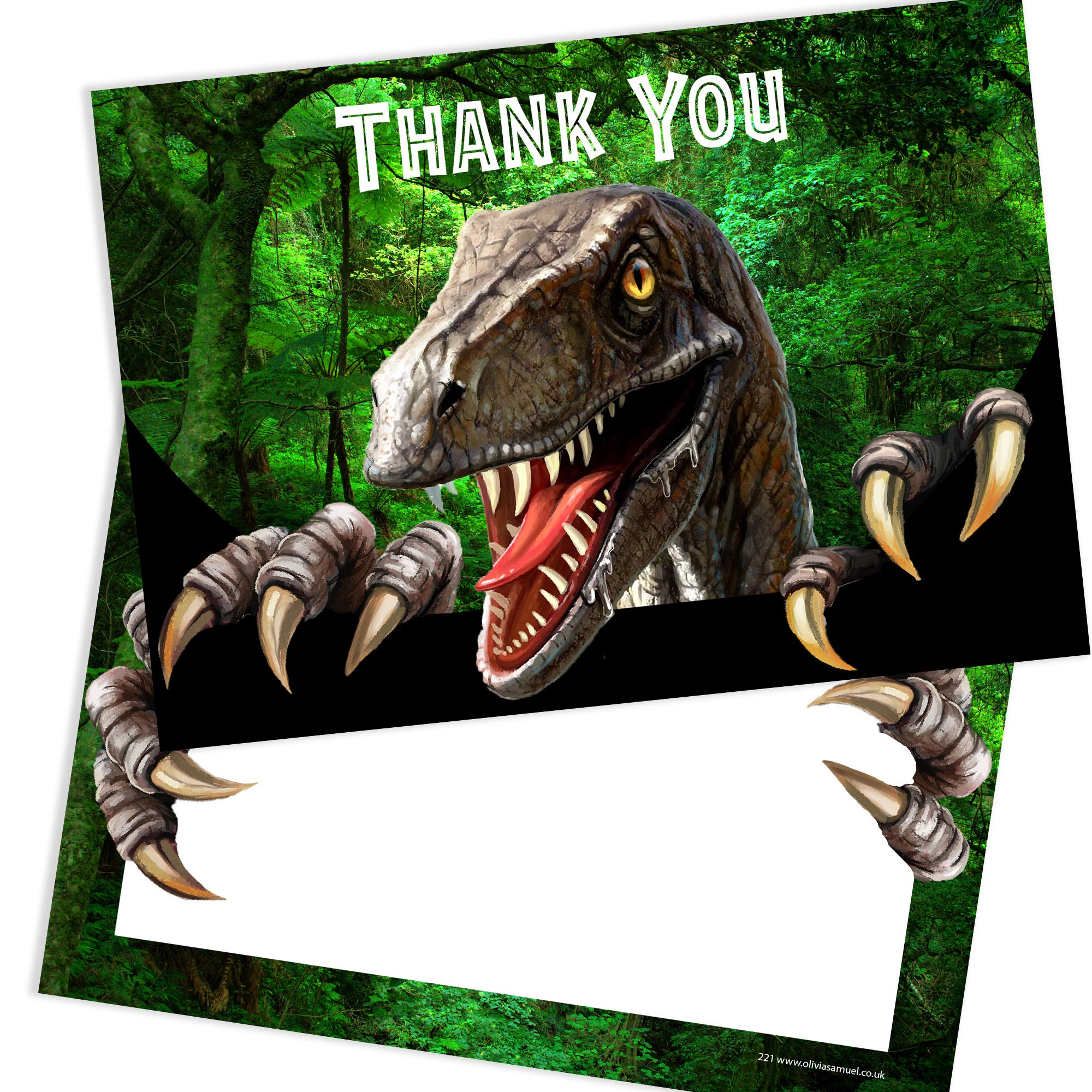 Olivia Samuel 20 x Dinosaur Thank You Cards Postcard Style with envelopes