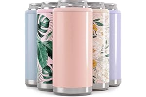 MAARS DRINKWARE Maars Skinny Can Cooler for Slim Beer & Hard Seltzer | Stainless Steel 12oz, Double Wall Vacuum Insulated Drink Holder - Glitter Blush