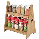 2 Tier Decorative Multipurpose Desktop Wood Display Shelves, Countertop Spice Rack
