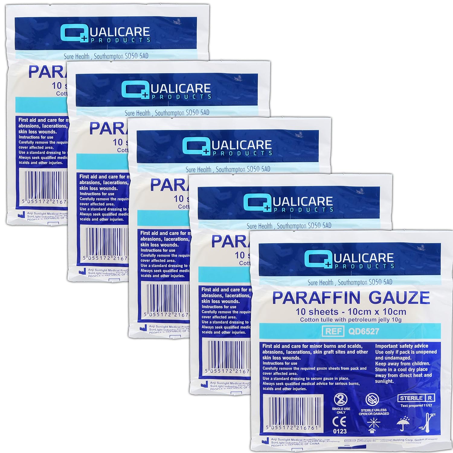 50Pc Soft Cotton Paraffin Gauze Dressings 10cm x 10cm Non Adherent