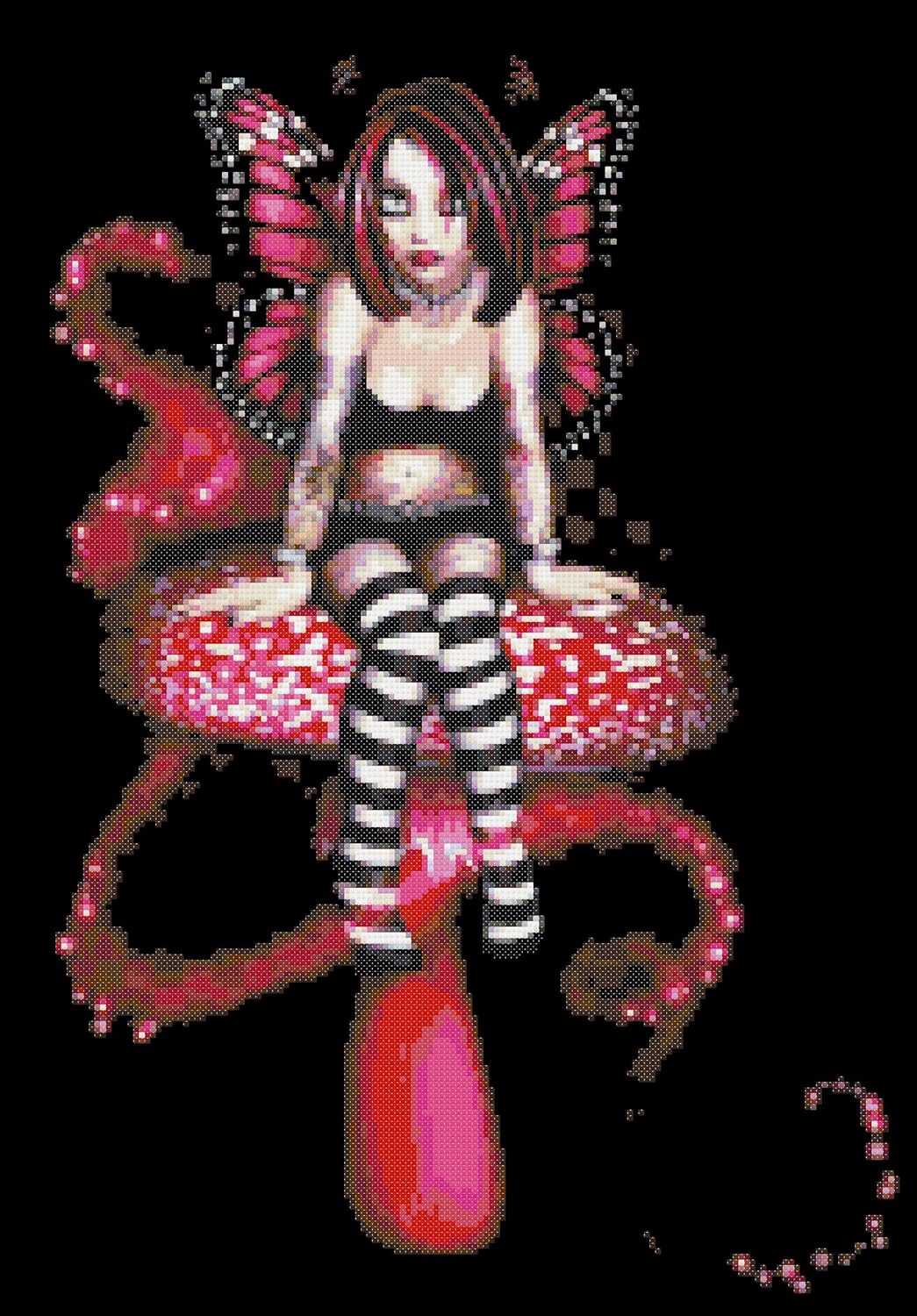 Gothic Pink Fairy Counted Cross Stitch Kit by Yiota's XStitch Amazon