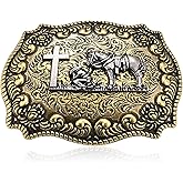 BBOTEN Western Cowboy Prayer Horse Cross Religious Belt Buckle for Men, Vintage for Husband & Boys