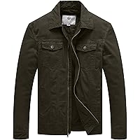 WenVen Men's Lightweight Military Coat Spring Canvas Jacket (Army
