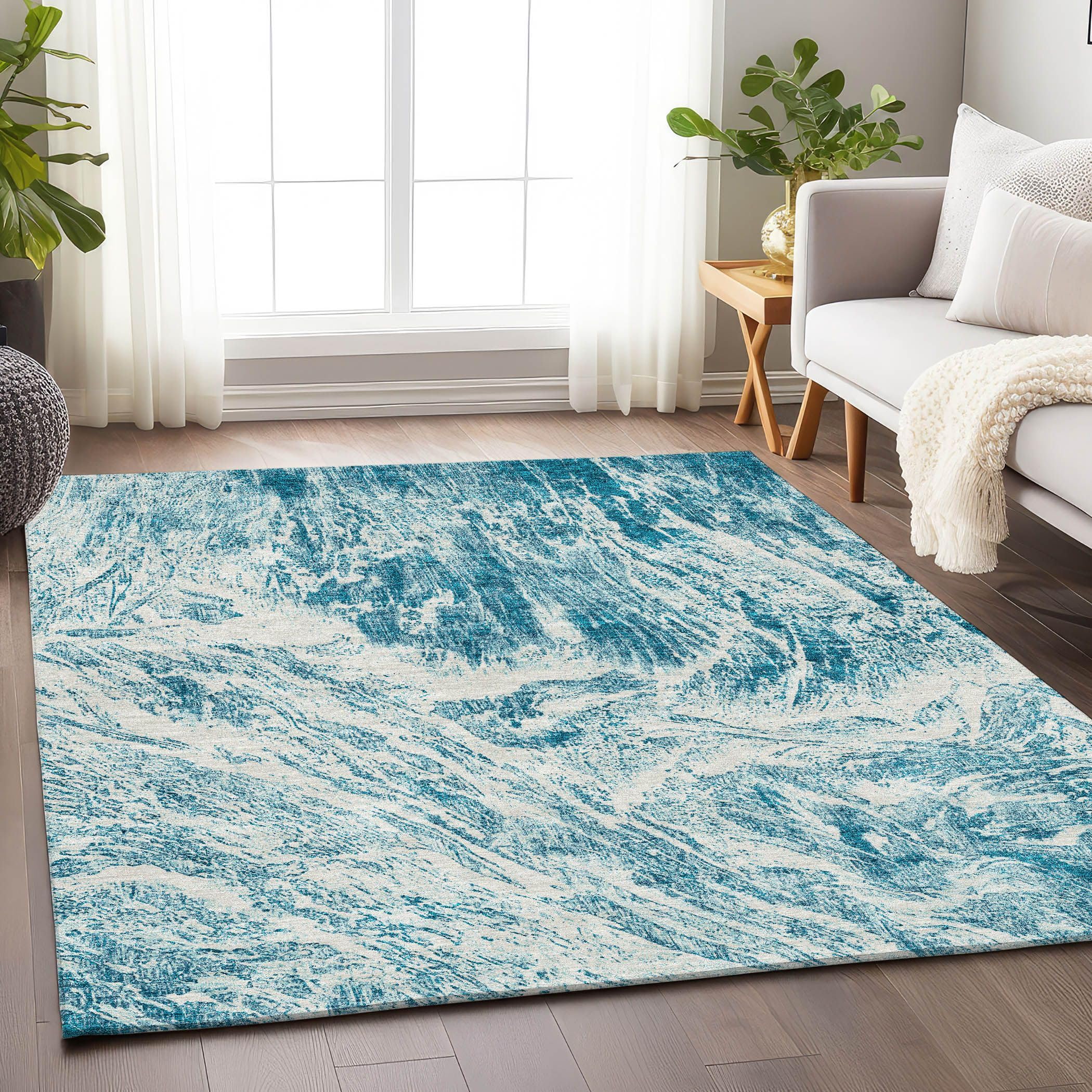 Photo 1 of (see all images) Addison Rugs Mayfield AMF971 Teal 8' x 10' Indoor Premium Machine Washable Rug
